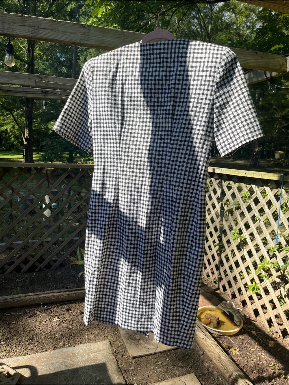 Gingham Shift Dress with Colorful Buttons - Picture 3 of 4